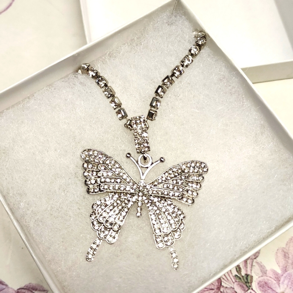 Monarch Butterfly Necklace Silver